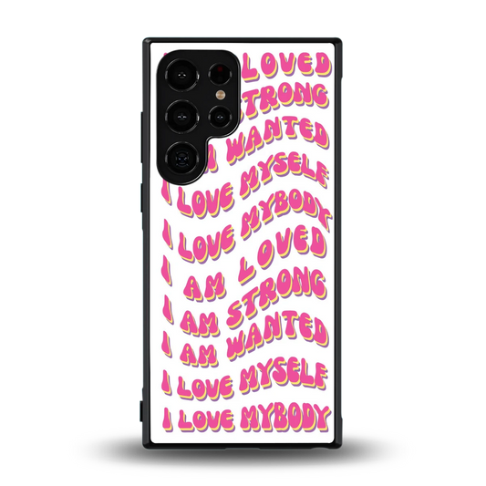 Affirmation back phone cover | glass case for samsung galaxy s23 ultra