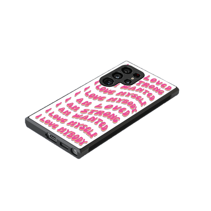 Affirmation stylish phone case for samsung galaxy s24 ultra | glossy glass and slim fit