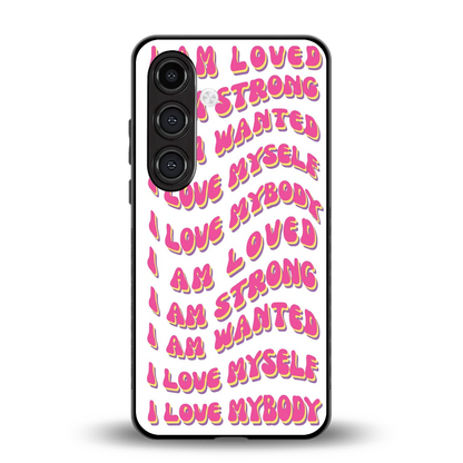 Affirmation back phone cover | glass case for samsung galaxy s24 plus