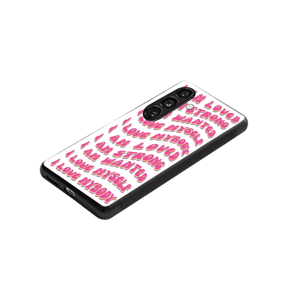 Affirmation stylish phone case for samsung galaxy s24 fe | glossy glass and slim fit