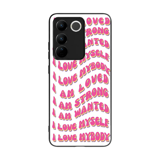 Affirmation back phone cover | glass case for vivo v27 5g