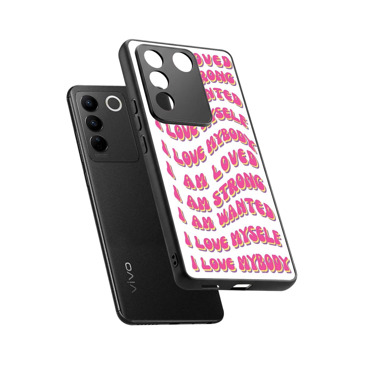 Affirmation sleek vivo v27 5g cover with tempered glass back and TPU edges
