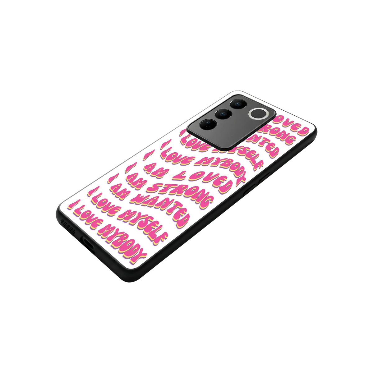 Affirmation stylish phone case for vivo v27 5g | glossy glass and slim fit