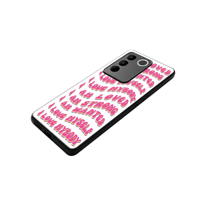 Affirmation stylish phone case for vivo v27 5g | glossy glass and slim fit