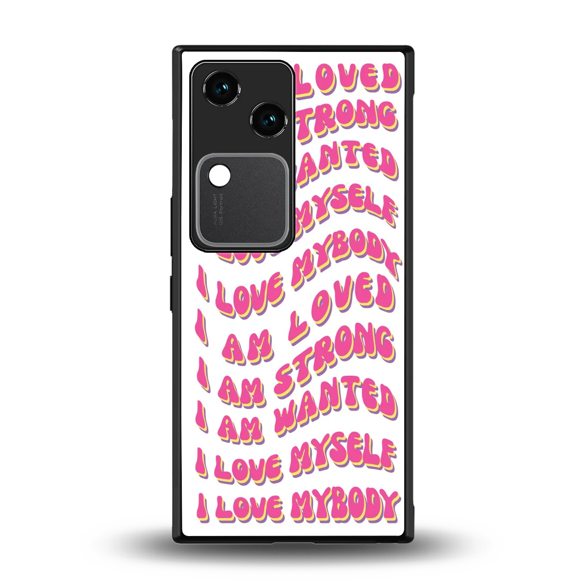 Affirmation back phone cover | glass case for vivo v30