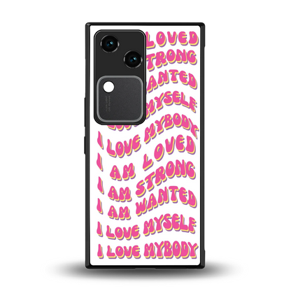 Affirmation back phone cover | glass case for vivo v30