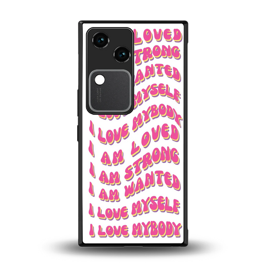 Affirmation back phone cover | glass case for vivo v30