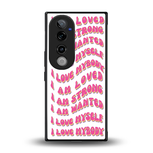 Affirmation back phone cover | glass case for vivo v40 pro