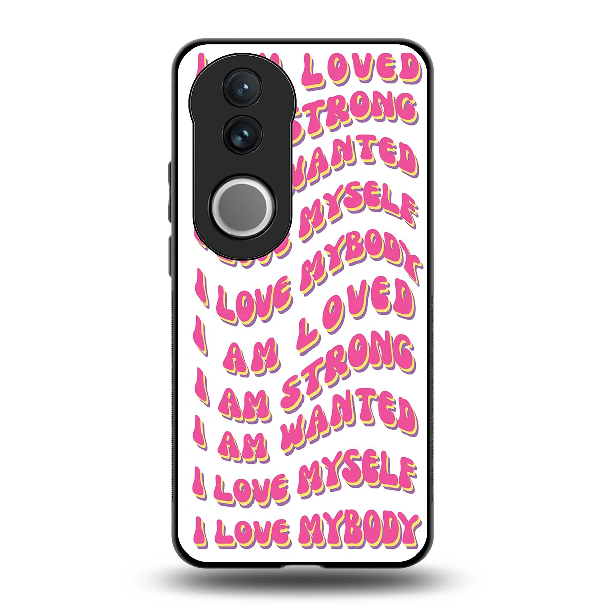 Affirmation back phone cover | glass case for vivo v50