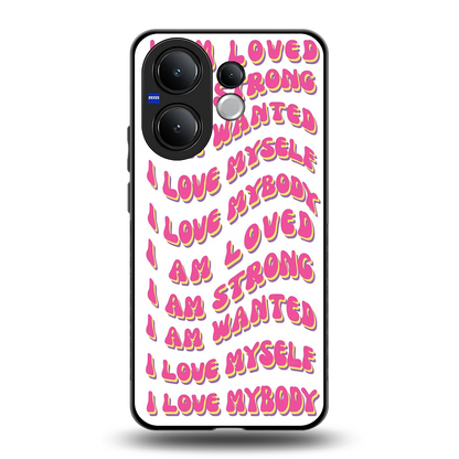Affirmation back phone cover | glass case for vivo v60