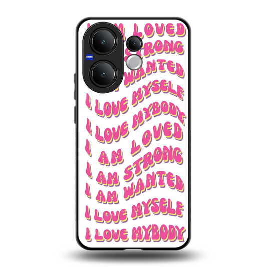 Affirmation back phone cover | glass case for vivo v60