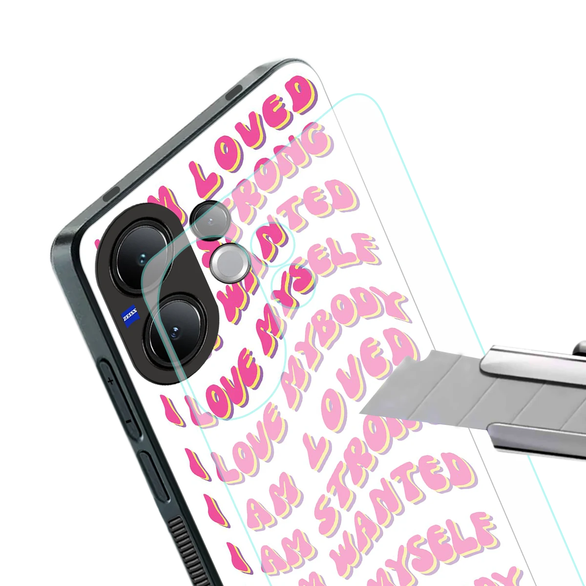 Affirmation stylish phone case for vivo v60 | glossy glass and slim fit