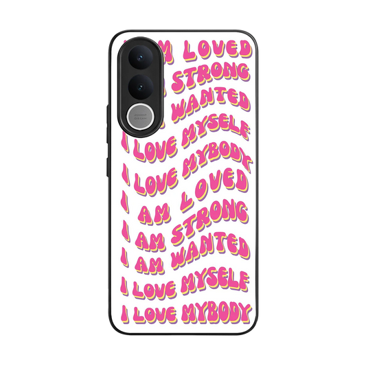 Affirmation back phone cover | glass case for vivo v70 fe