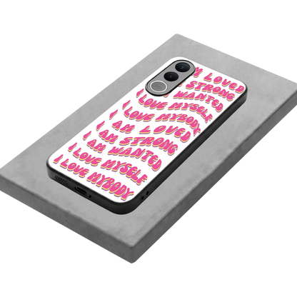 Affirmation stylish phone case for vivo v70 fe | glossy glass and slim fit