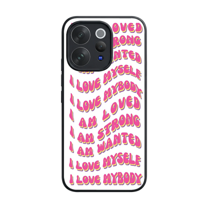 Affirmation back phone cover | glass case for vivo v70