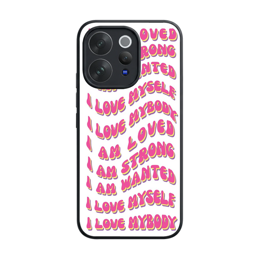 Affirmation back phone cover | glass case for vivo v70
