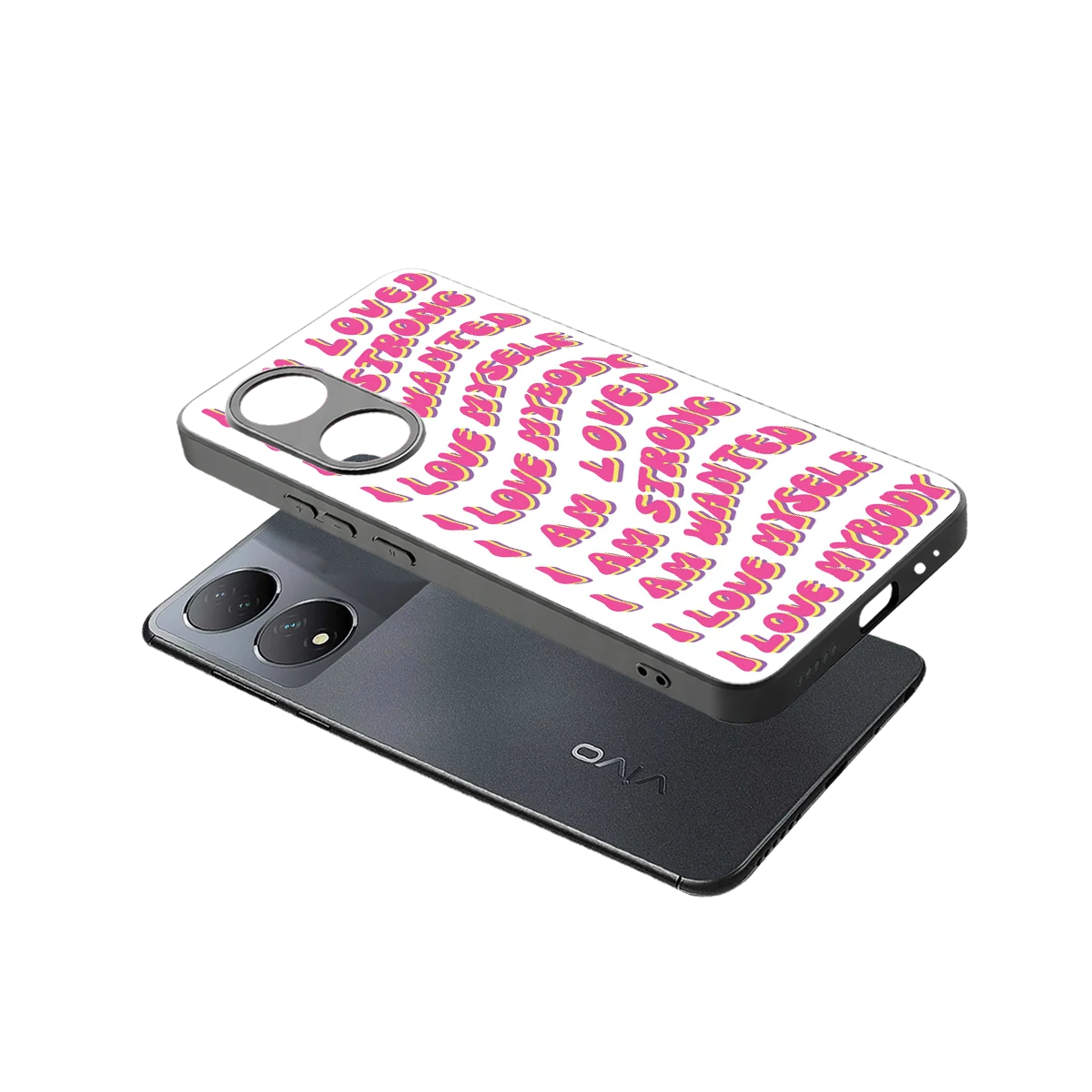 Affirmation sleek Vivo-y100 cover with tempered glass back and TPU edges