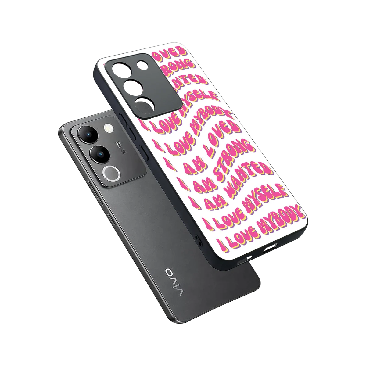 Affirmation sleek vivo y200 5g cover with tempered glass back and TPU edges