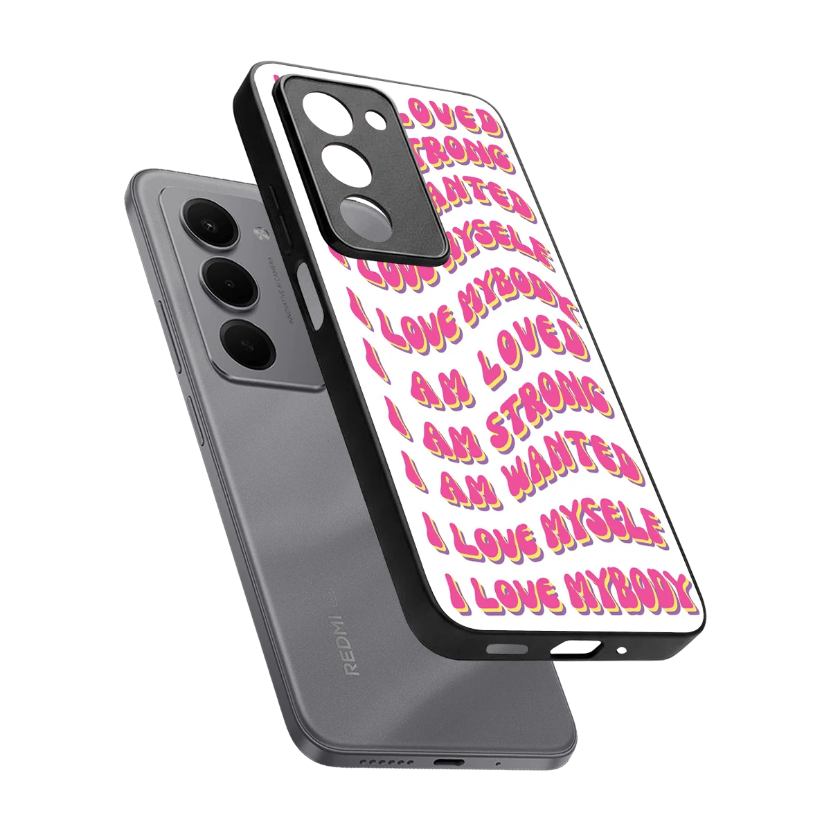 Affirmation sleek redmi 15 5g cover with tempered glass back and TPU edges