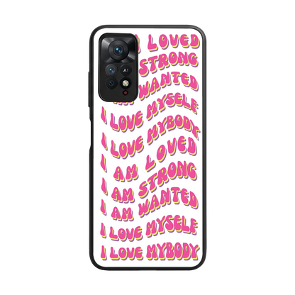 Affirmation back phone cover | glass case for redmi note 11 pro