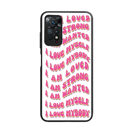 Affirmation back phone cover | glass case for redmi note 11 pro
