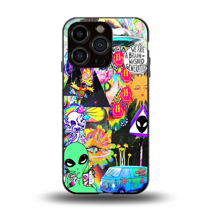 Alien Escape back phone cover | glass case for iphone 13 pro