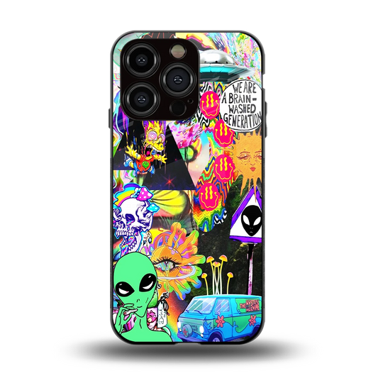 Alien Escape back phone cover | glass case for iphone 13 pro