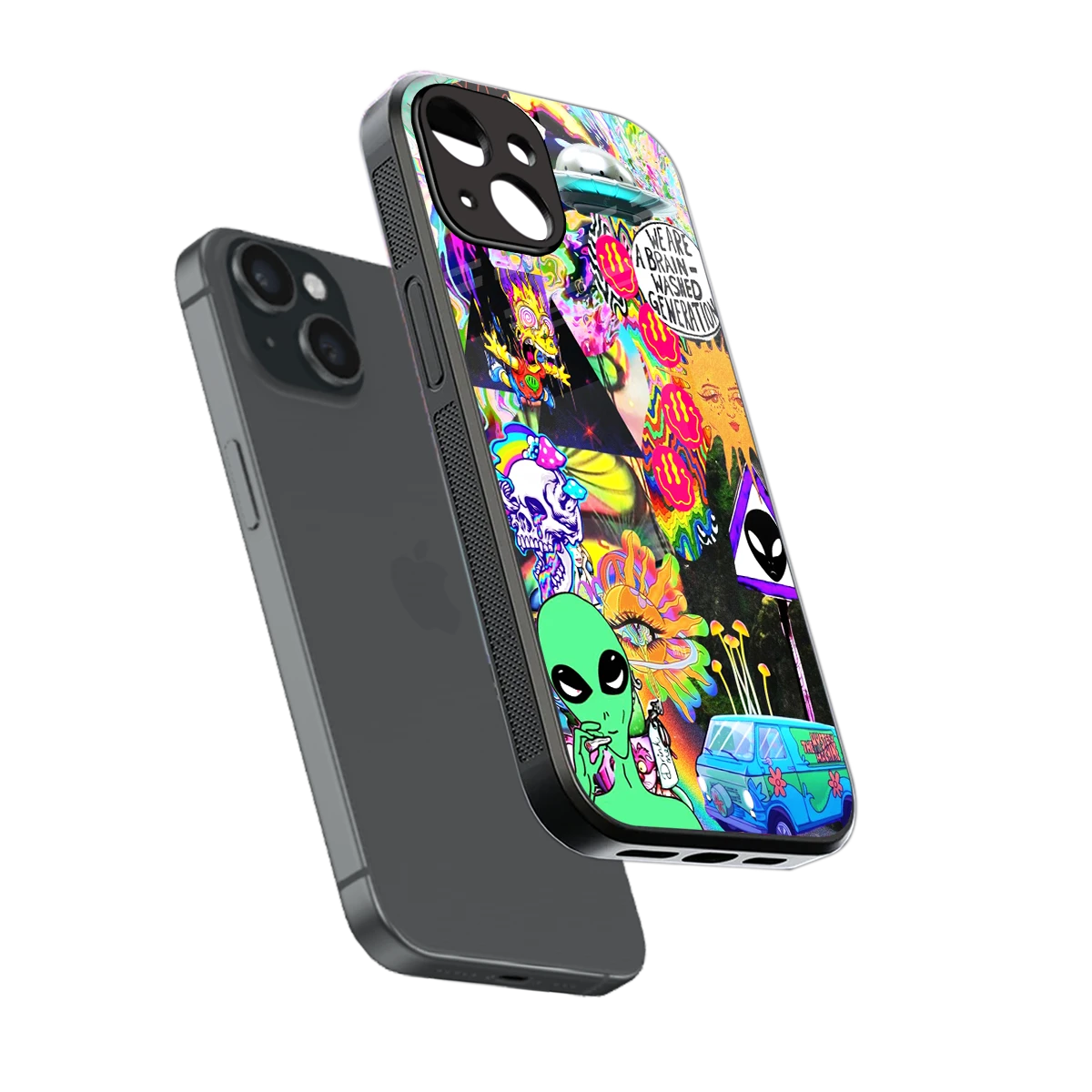 Alien Escape sleek iphone 13 cover with tempered glass back and TPU edges