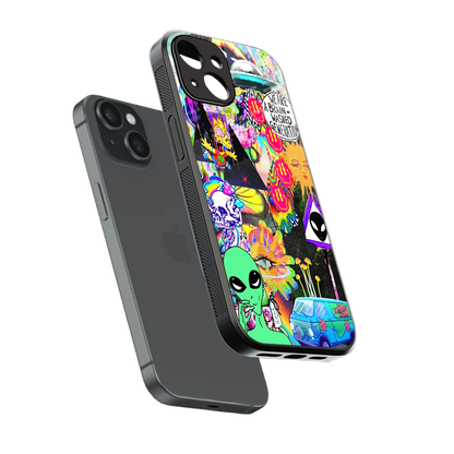 Alien Escape sleek iphone 13 cover with tempered glass back and TPU edges