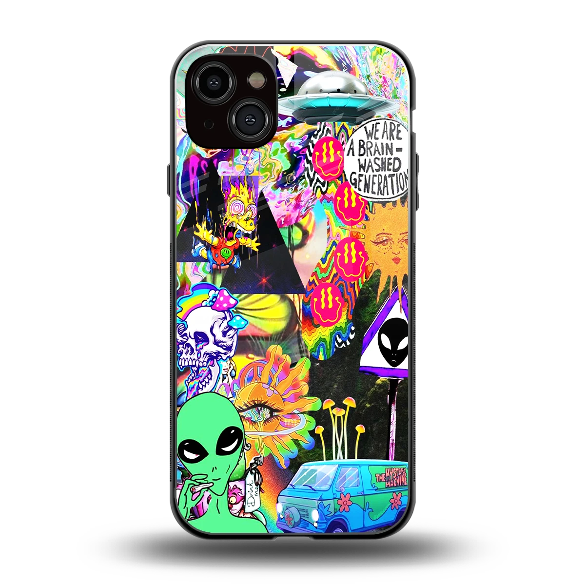 Alien Escape back phone cover | glass case for iphone 14 plus