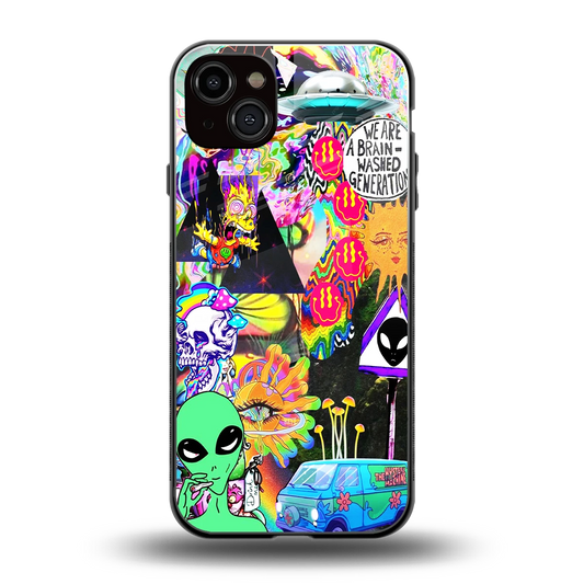 Alien Escape back phone cover | glass case for iphone 14 plus