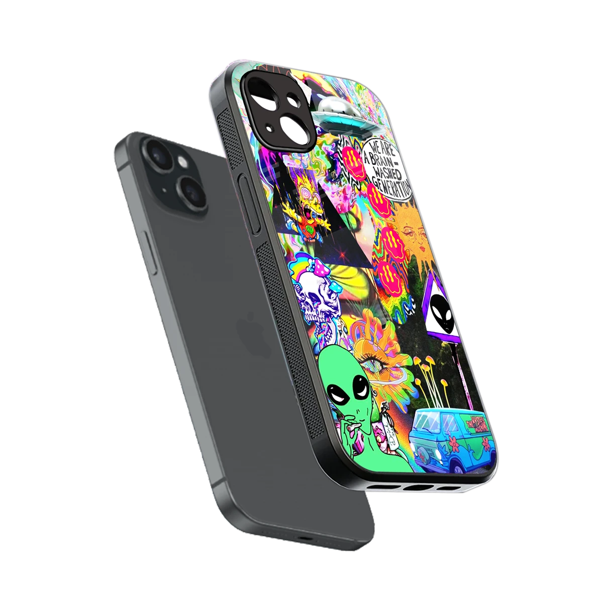 Alien Escape sleek iphone 14 plus cover with tempered glass back and TPU edges