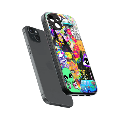 Alien Escape sleek iphone 14 plus cover with tempered glass back and TPU edges
