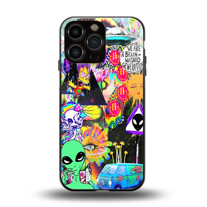 Alien Escape back phone cover | glass case for iphone 15 pro max