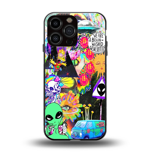 Alien Escape back phone cover | glass case for iphone 15 pro max