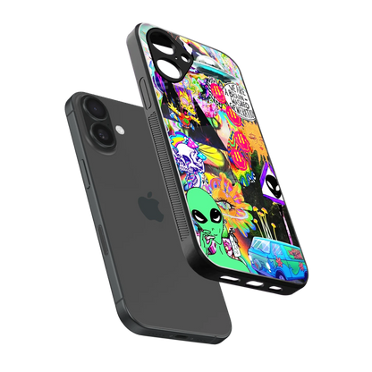Alien Escape sleek iPhone 16 cover with tempered glass back and TPU edges