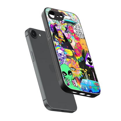 Alien Escape sleek iphone 16e cover with tempered glass back and TPU edges
