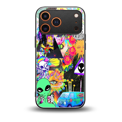 Alien Escape back phone cover | glass case for iphone 17 pro