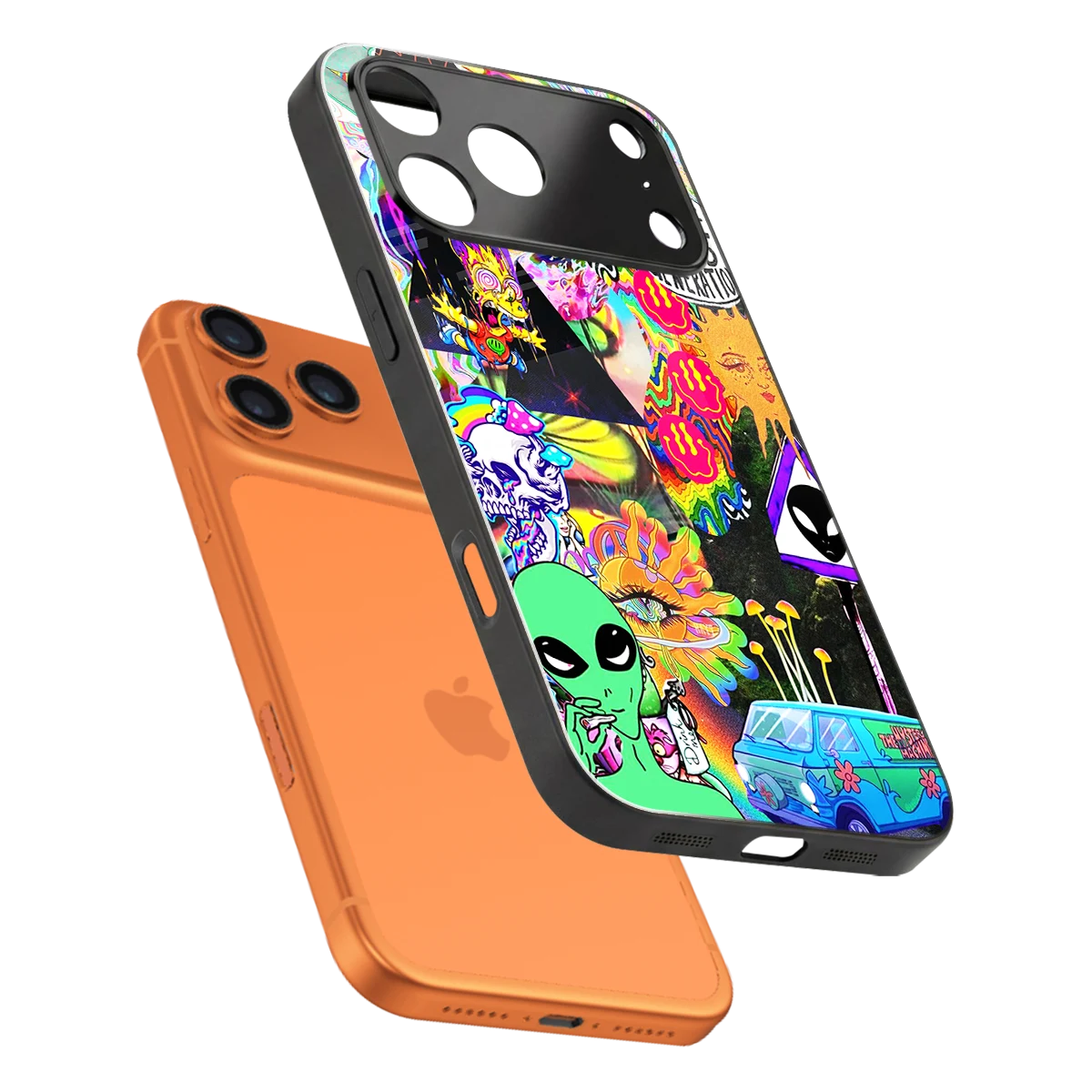 Alien Escape sleek iphone 17 pro cover with tempered glass back and TPU edges