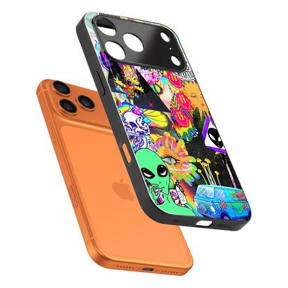 Alien Escape sleek iphone 17 pro cover with tempered glass back and TPU edges