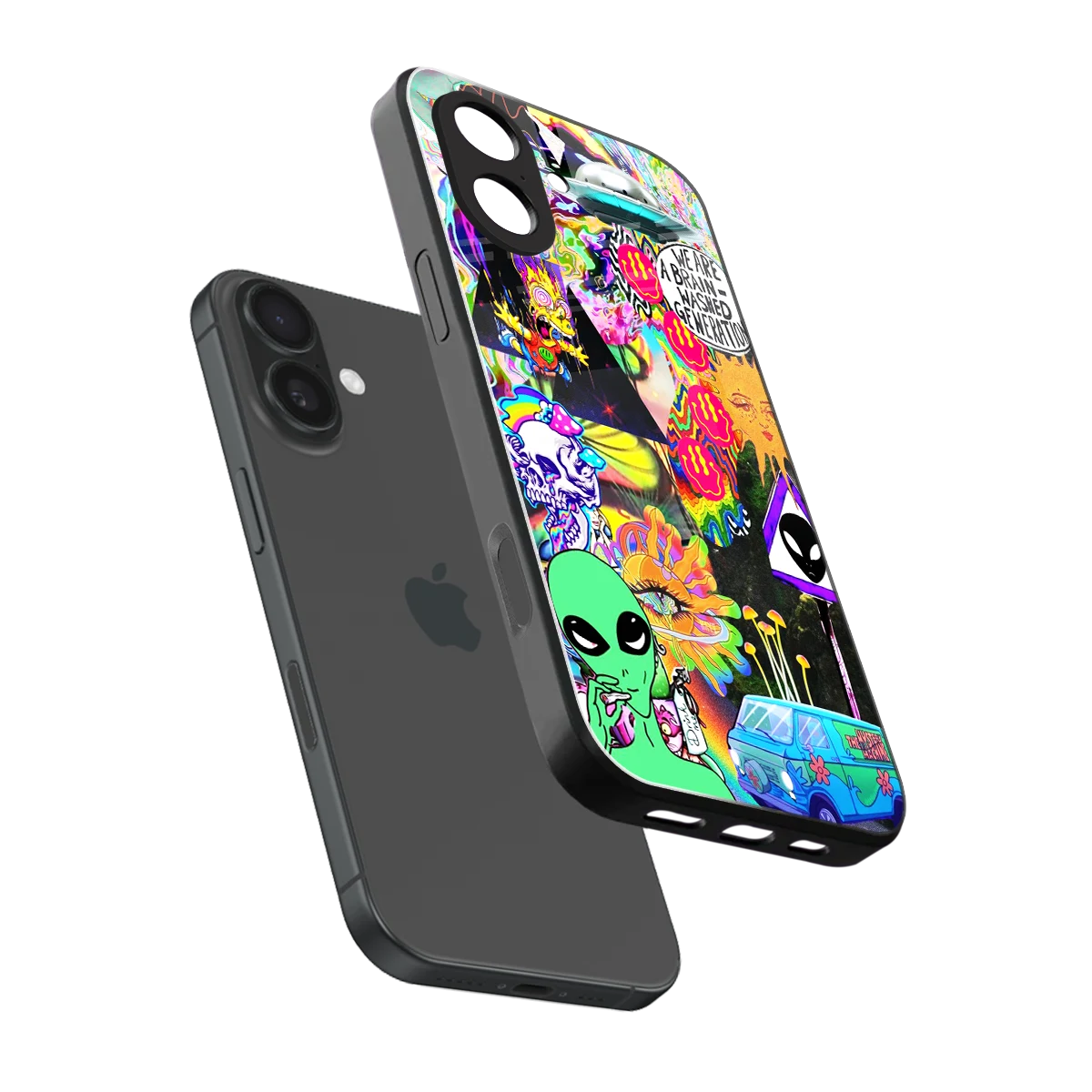 Alien Escape sleek iphone 17 cover with tempered glass back and TPU edges