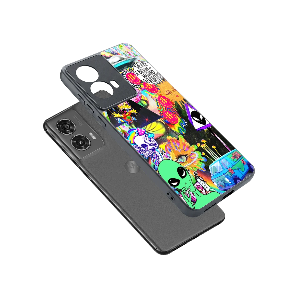 Alien Escape sleek motorola edge 50 fusion cover with tempered glass back and TPU edges