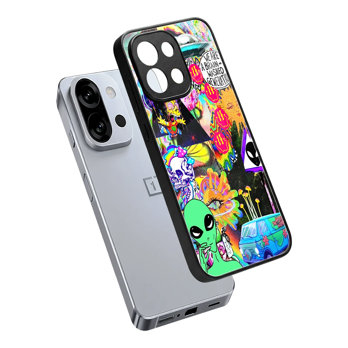 Alien Escape sleek oneplus 13s cover with tempered glass back and TPU edges