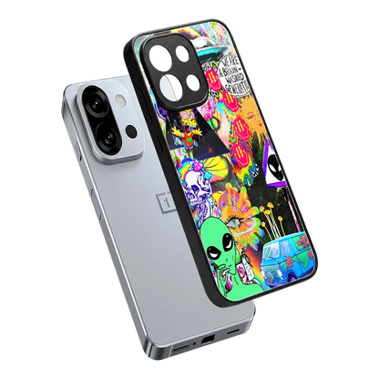 Alien Escape sleek oneplus 13s cover with tempered glass back and TPU edges