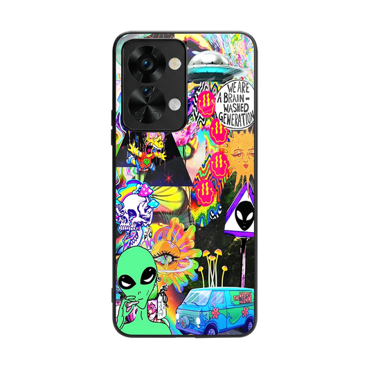 Alien Escape back phone cover | glass case for oneplus nord 2t