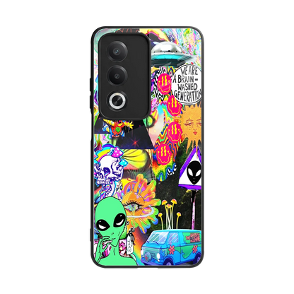 Alien Escape back phone cover | glass case for oppo a3 pro