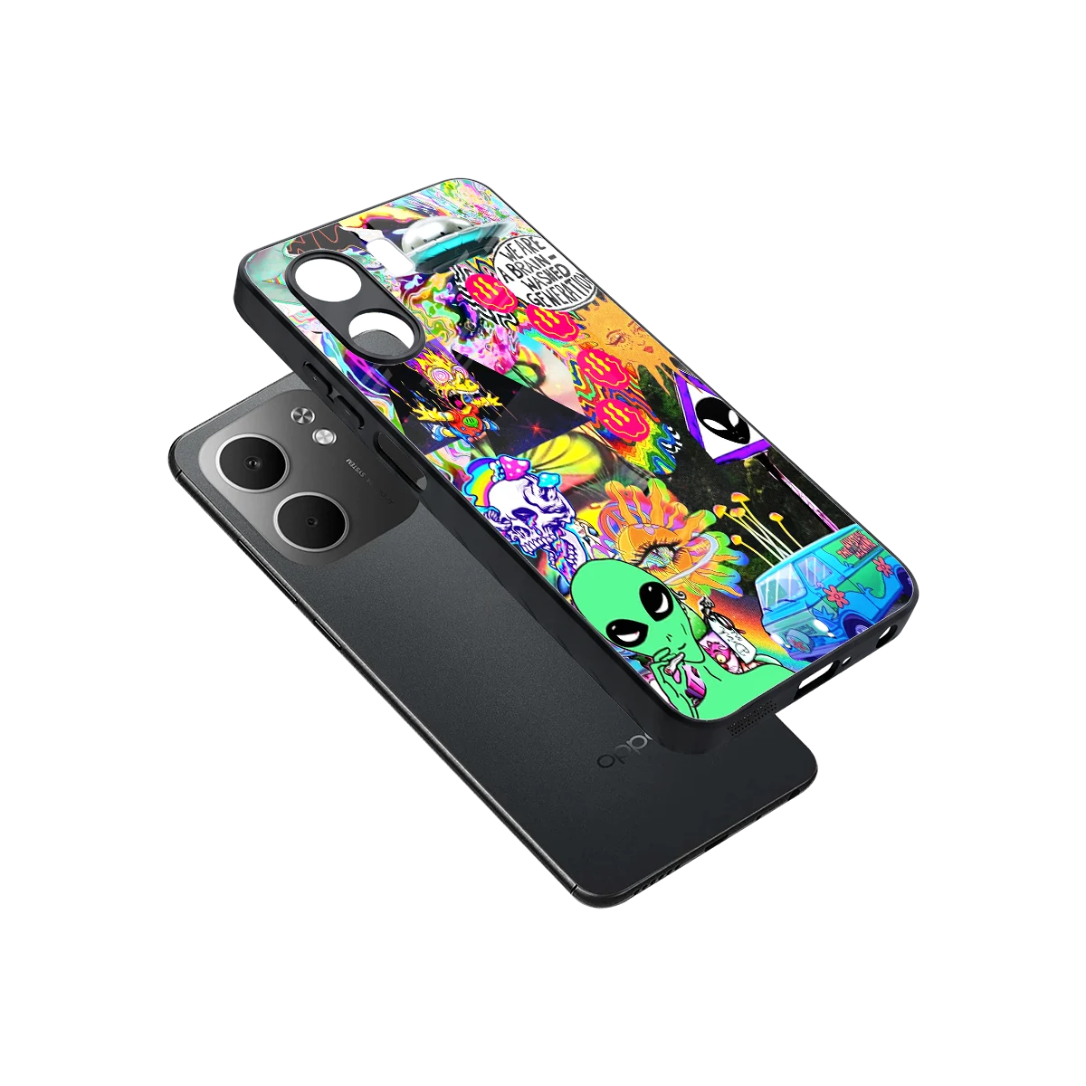Alien Escape sleek oppo a5x 5g cover with tempered glass back and TPU edges