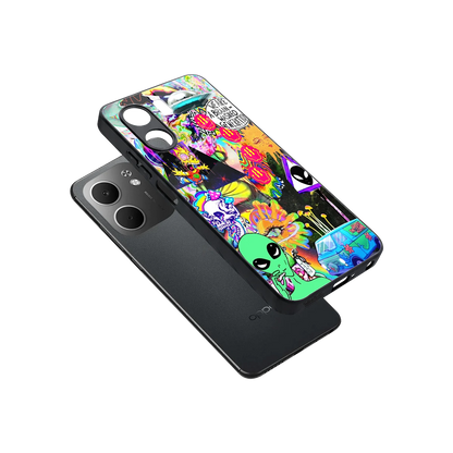 Alien Escape sleek oppo a5x 5g cover with tempered glass back and TPU edges