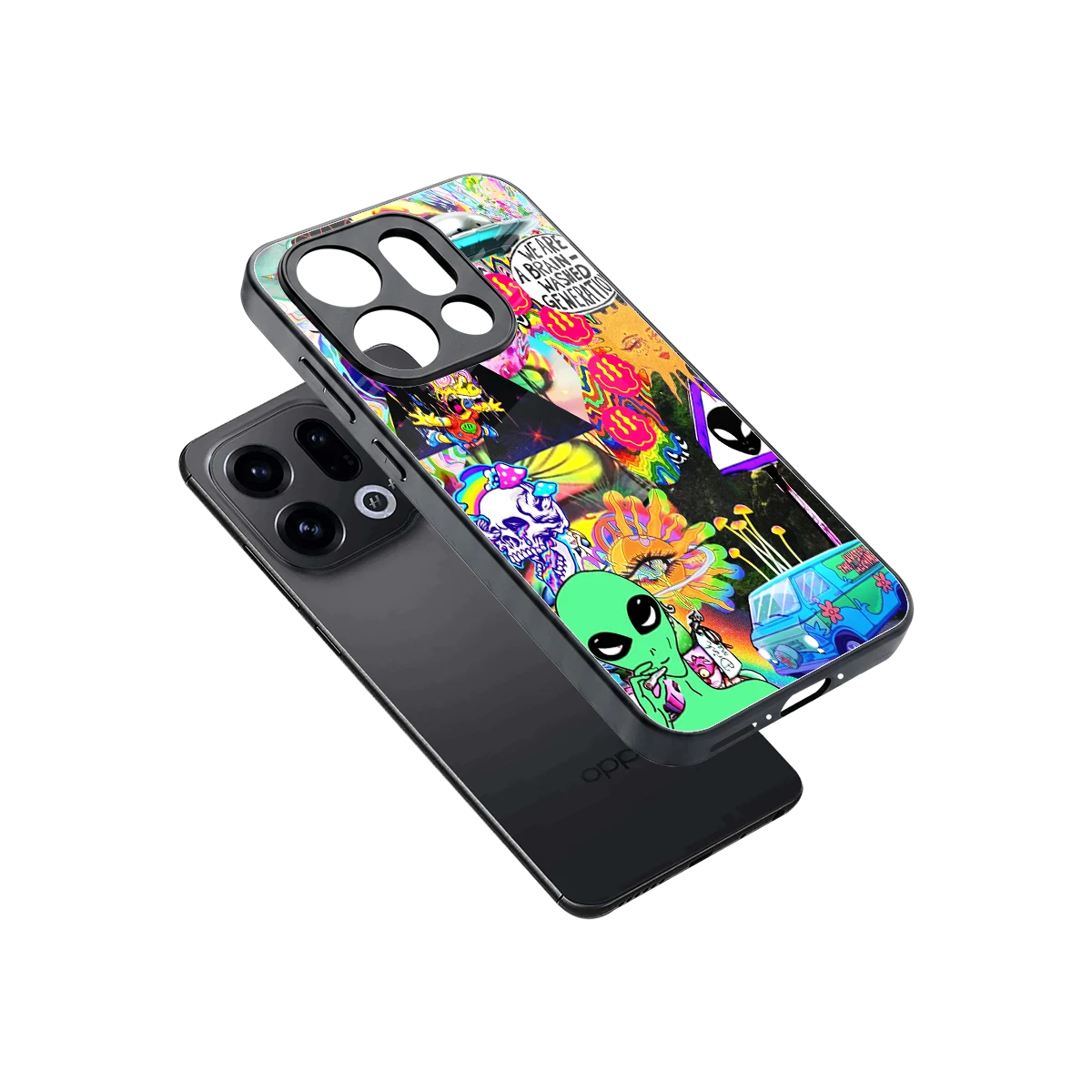 Alien Escape sleek oppo find x9 cover with tempered glass back and TPU edges