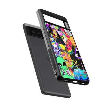 Alien Escape sleek google pixel 6 cover with tempered glass back and TPU edges